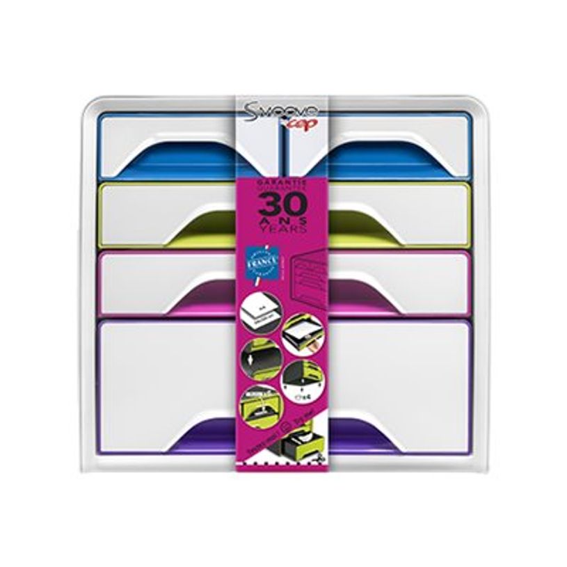 3462159012124-CEP Smoove Arctic - Module de classement 5 tiroirs panachés - blanc/muliticolore-P_79443243_1-5