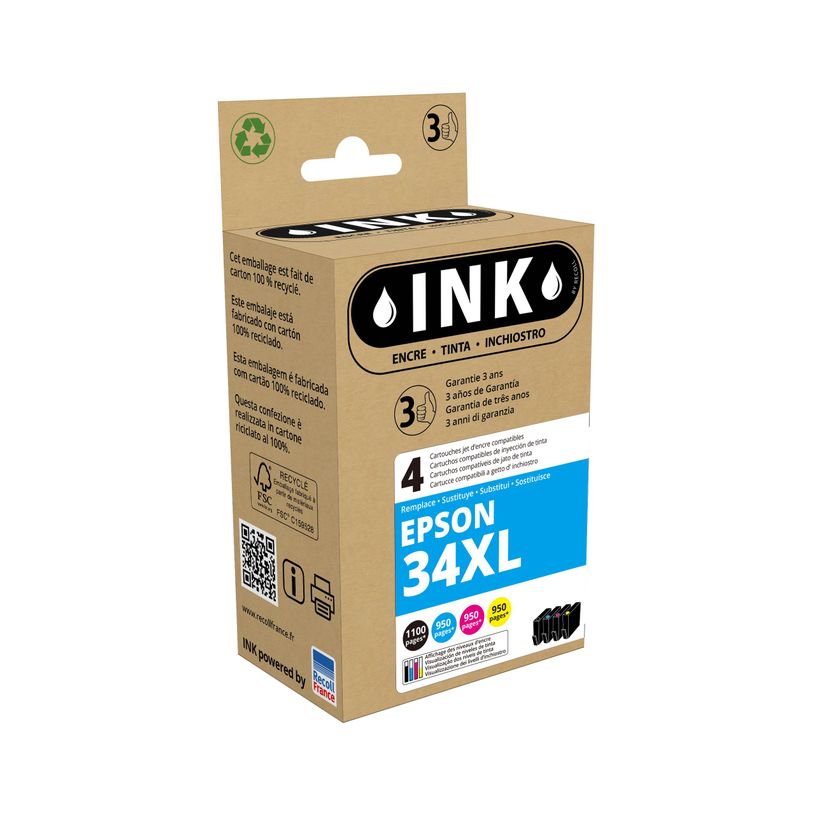 8720282009820-Cartouche compatible Epson 34XL Balle de golf - pack de 4 - noir, cyan, magenta, jaune - in-P_79443358_1-0