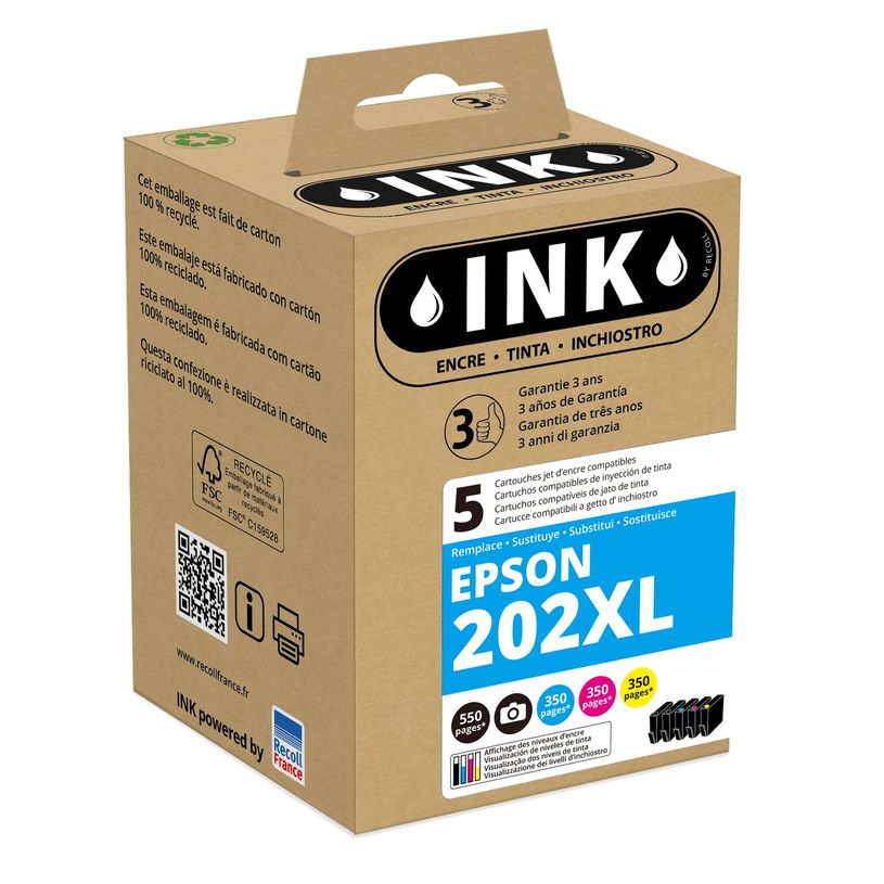 8720282009707-Cartouche compatible Epson 202XL Kiwi - pack de 5 - noir, noir photo, cyan, magenta, jaune -P_79443369_1-0