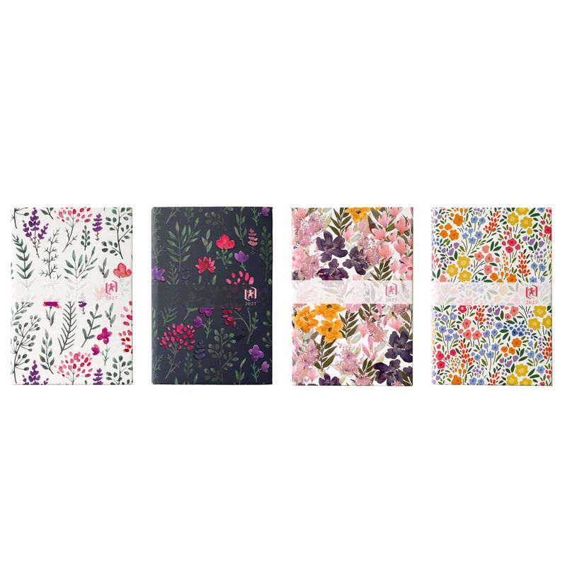 3147280098680-Agenda Oxford Flowers scolaire 2 jours/page 7,4x11cm - Assorti--0