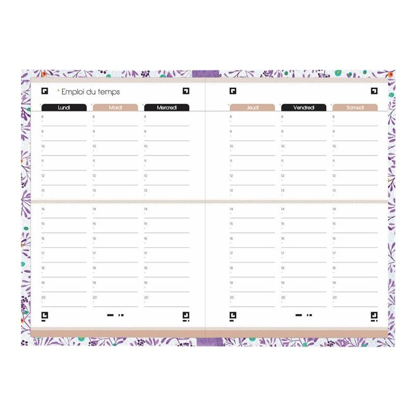3147280060915-Agenda Scolaire Oxford Flowers - 12x18cm - 4 décors - Hamelin-P_79443582_1-2