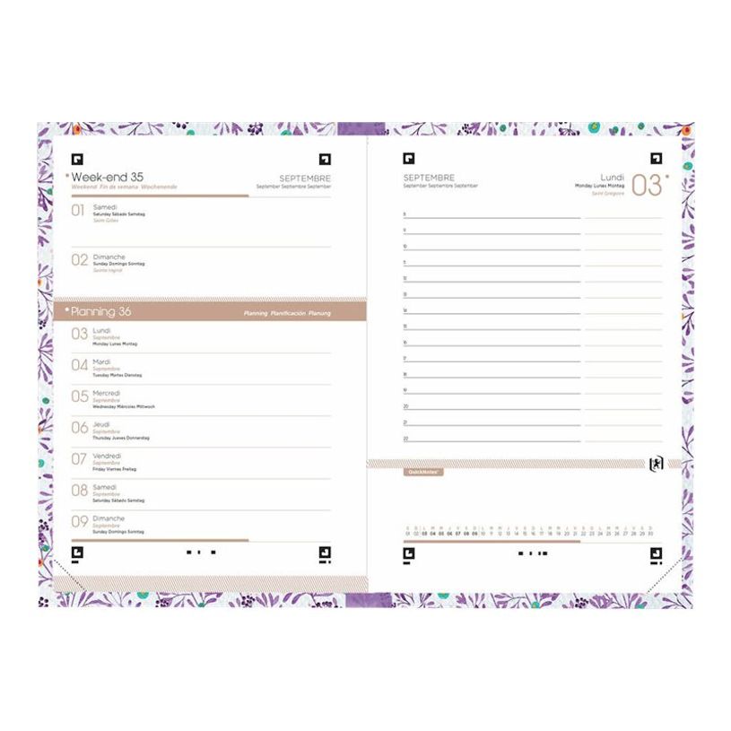 3147280060915-Agenda Scolaire Oxford Flowers - 12x18cm - 4 décors - Hamelin-P_79443582_4-4