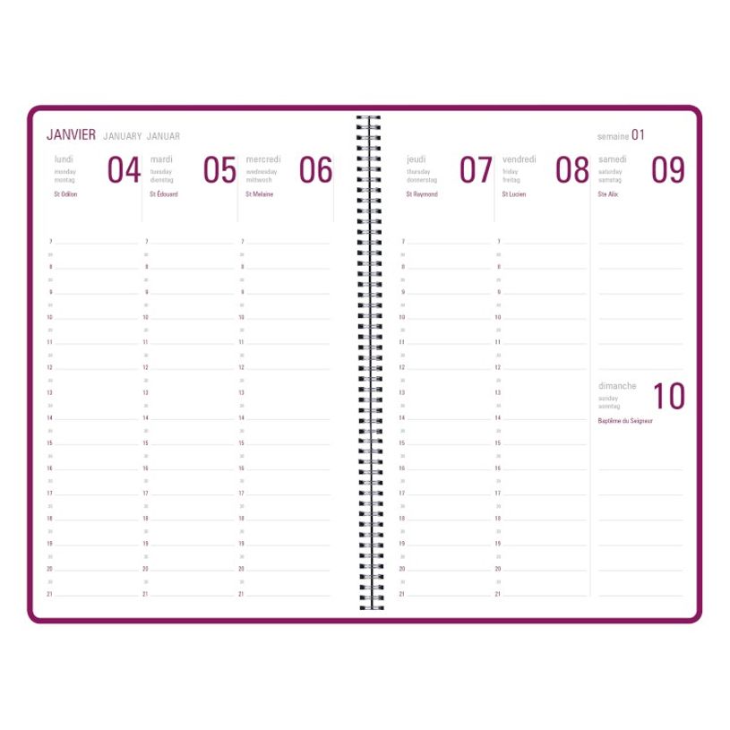 3664447079110-Agenda à spirale Grenade 15 - 1 semaine sur 2 pages - disponible dans différentes couleur-P_79443771_3-1