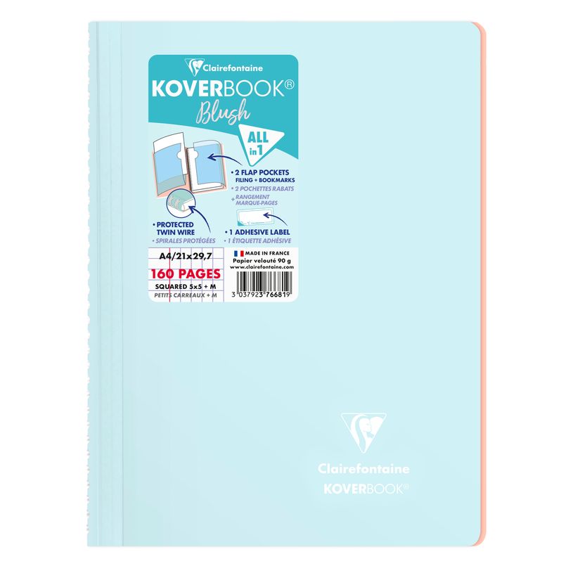 3037923766819-Clairefontaine Koverbook - Cahier polypro A4 (21x29,7 cm) - 160 pages - petits carreaux (5x5 mm) - disponible dans -P_79443879_2-1