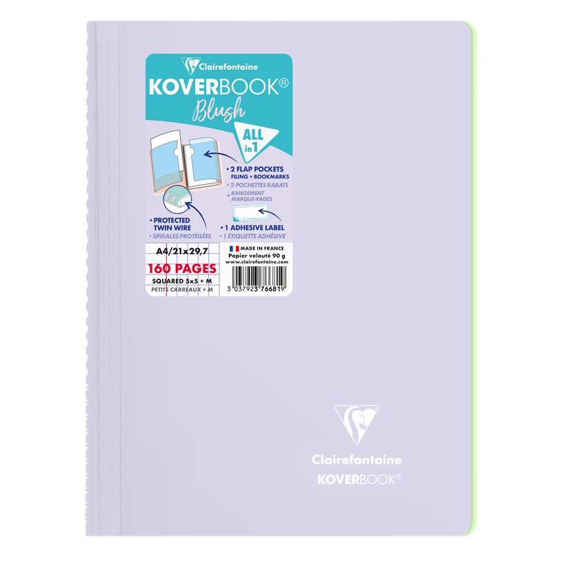 3037923766819-Clairefontaine Koverbook - Cahier polypro A4 (21x29,7 cm) - 160 pages - petits carreaux (5x5 mm) - disponible dans -P_79443879_4-3