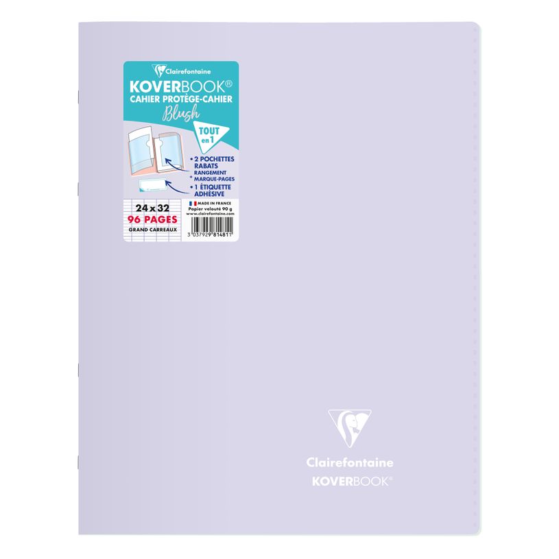 3037929814811-Clairefontaine Koverbook Blush - Cahier polypro 24 x 32 cm - 96 pages - grands carreaux (Seyes) - disponible dans -P_79443882_4-3