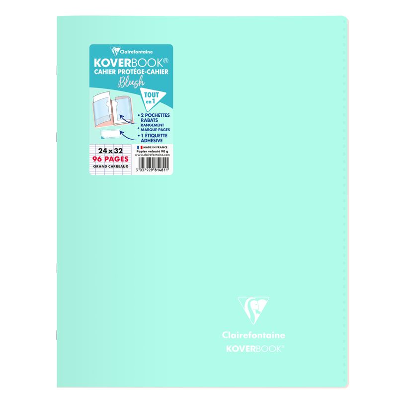 3037929814811-Clairefontaine Koverbook Blush - Cahier polypro 24 x 32 cm - 96 pages - grands carreaux (Seyes) - disponible dans -P_79443882_5-4