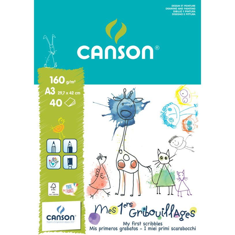 3148950011374-Canson - Bloc Canson Mes 1ers gribouillages - 40 feuilles - A3 - 160 gr-P_79443956_1-0
