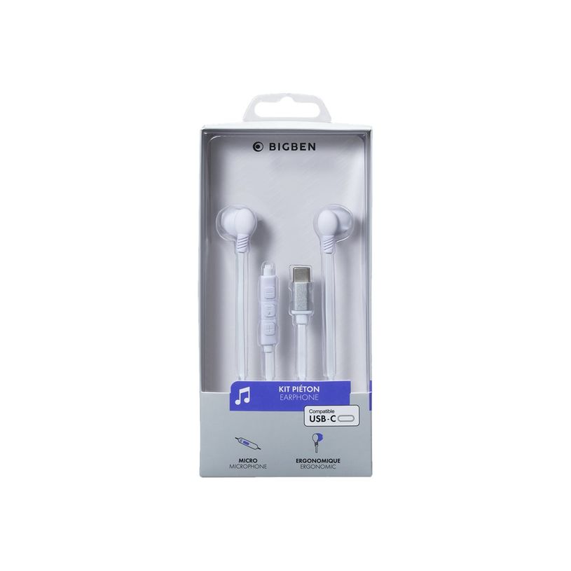 3571211417347-BIGBEN Kit main libre - Ecouteurs filaire avec micro - intra-auriculaire - blanc -P_79443960_5-4