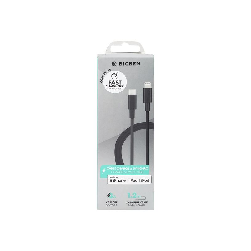 3571211410119-Bigben - câble de charge et de synchronisation USB/Connectique Lightning - 1,2 m - noir-P_79444544_1-1
