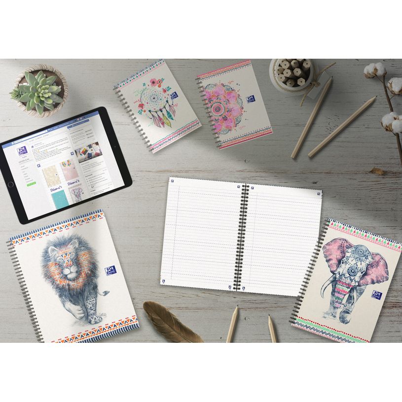 3020120145037-Oxford Boho Chic - Cahier spiralé B5 (19 x 25 cm) - 120 pages - ligné-P_79444623_4-1
