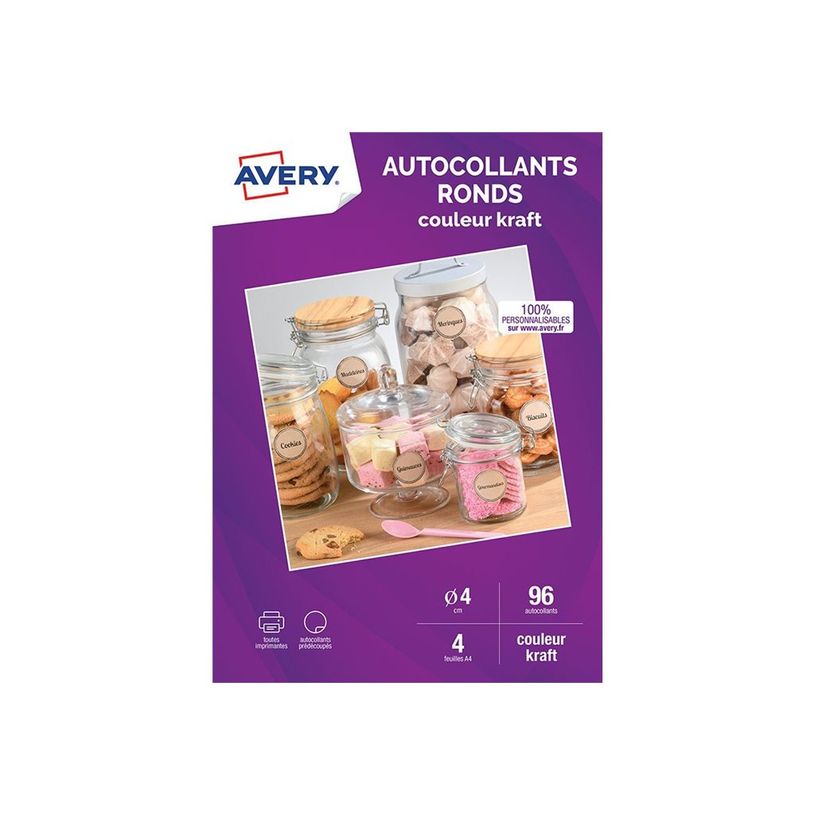 5014702134296-Avery - 96 Étiquettes autocollantes rondes kraft - diamètre 40 mm-P_79444696_1-1