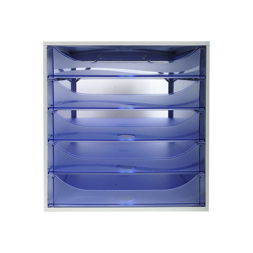 9002493423701-Exacompta Ecobox - Module de classement 5 tiroirs - gris/bleu translucide-P_79445315_2-1