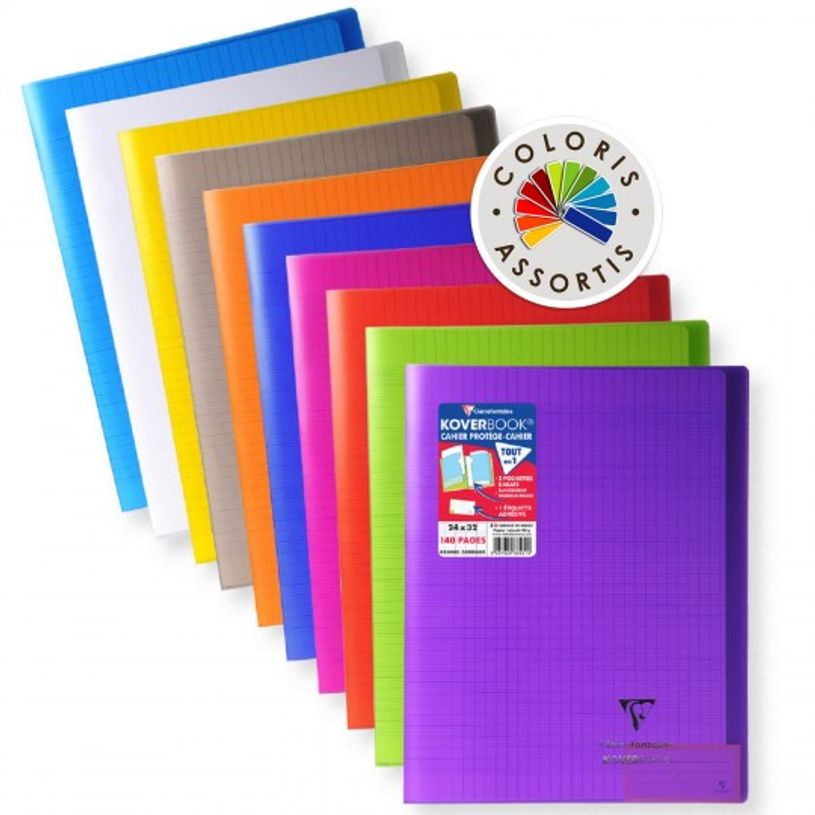 3037929864014-Clairefontaine Koverbook - Cahier polypro 24 x 32 cm - 140 pages - grands carreaux (Seyes) - disponib-P_79445359_1-0