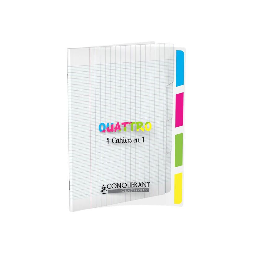 3020120043258-Conquérant Classique Quattro - Cahier 4 en 1 - 17 x 22 cm - 140 pages - grands carreaux (S-P_79445376_1-0