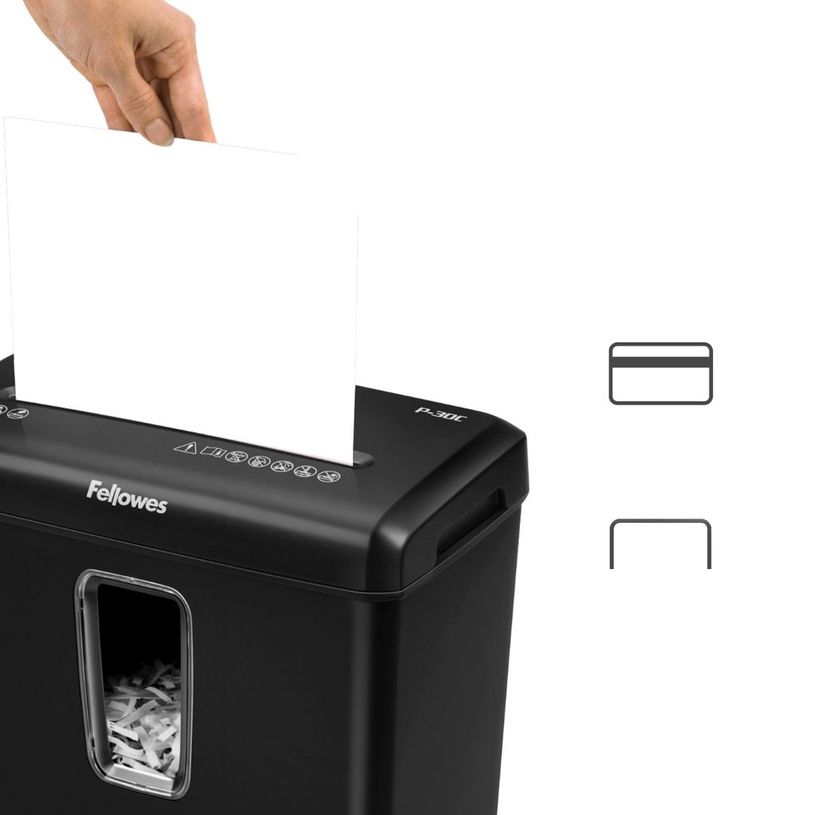 0043859741298-Fellowes Powershred P-30C - destructeur de documents coupe croisée - 6 feuilles - Corbeille 15 litres--3