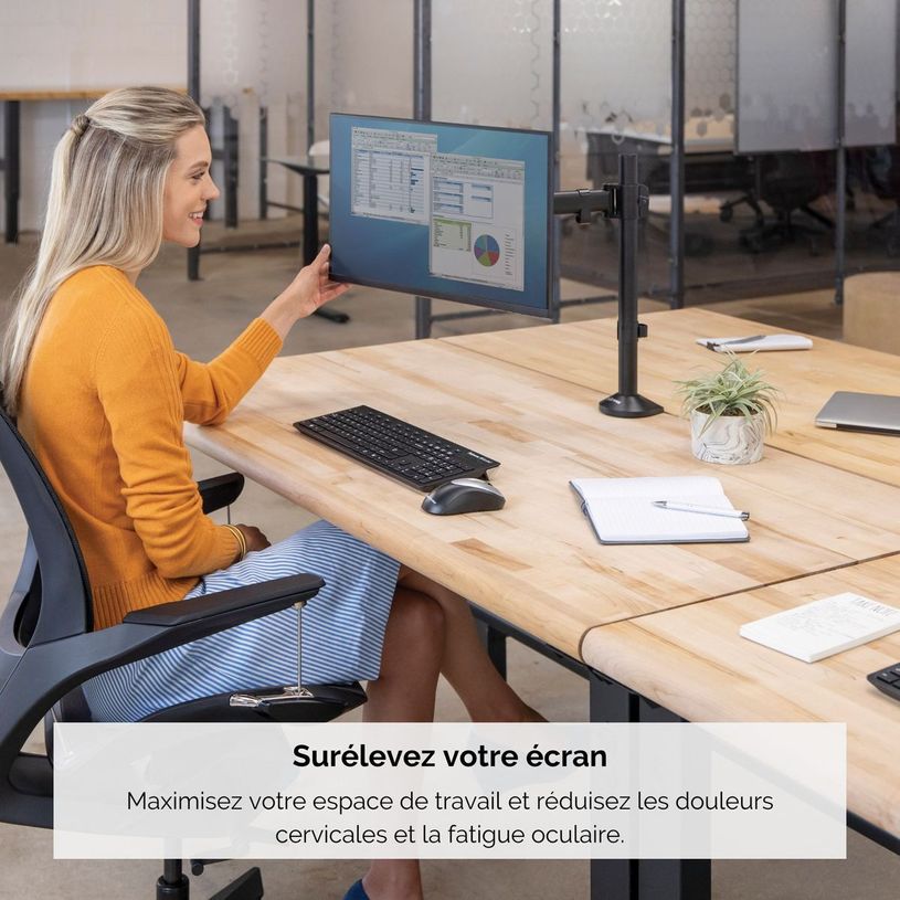 0043859748471-Fellowes Reflex - Bras porte-écran simple jusqu'à 32" - réglable en hauteur et en profondeur - système de -P_79445437_4-3