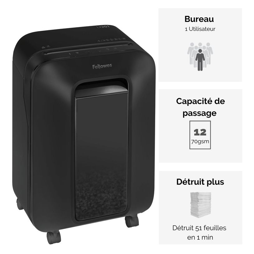 0043859751518-Fellowes Powershred LX201 - destructeur de documents coupe croisée microparticules - 12 feuilles-P_79445439_4-1