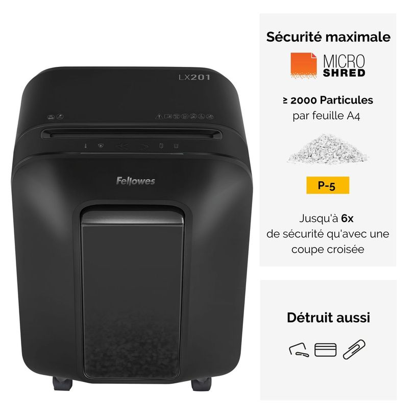 0043859751518-Fellowes Powershred LX201 - destructeur de documents coupe croisée microparticules - 12 feuilles-P_79445439_6-3