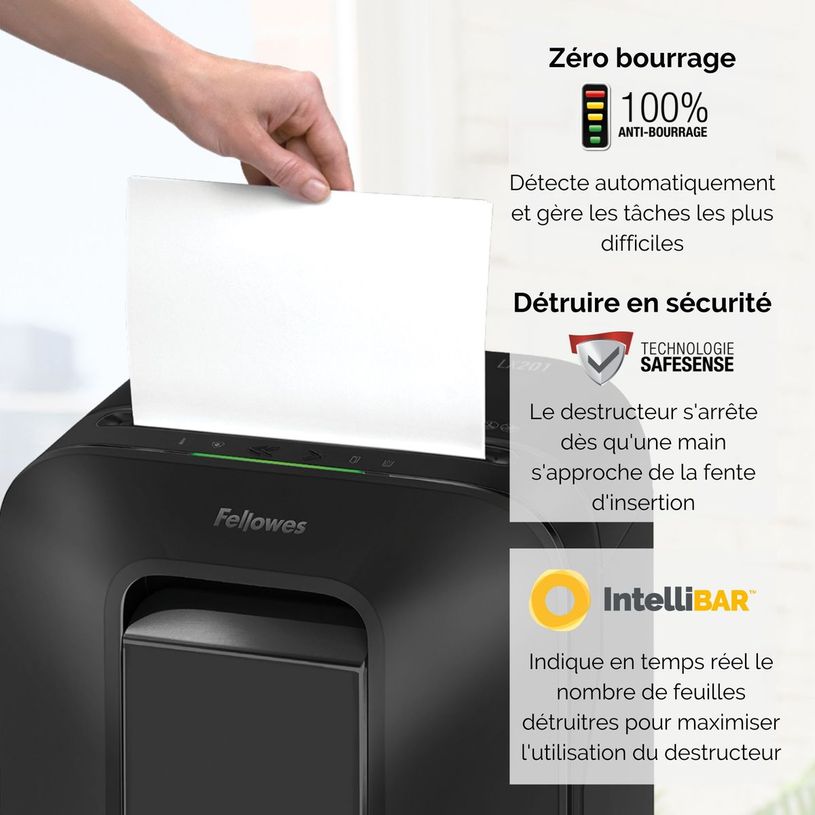 0043859751518-Fellowes Powershred LX201 - destructeur de documents coupe croisée microparticules - 12 feuilles-P_79445439_8-5