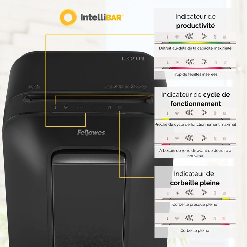 0043859751518-Fellowes Powershred LX201 - destructeur de documents coupe croisée microparticules - 12 feuilles-P_79445439_9-6