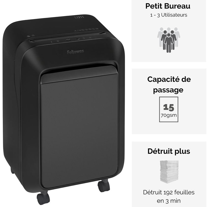 0043859751532-Fellowes Powershred LX211 - destructeur de documents coupe croisée microparticules - 15 feuilles-P_79445441_7-2