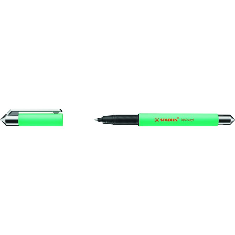 4006381551656-STABILO beCrazy! - Roller encre bleue - 0,5 mm - corps fin - vert menthe-P_79445479_1-0