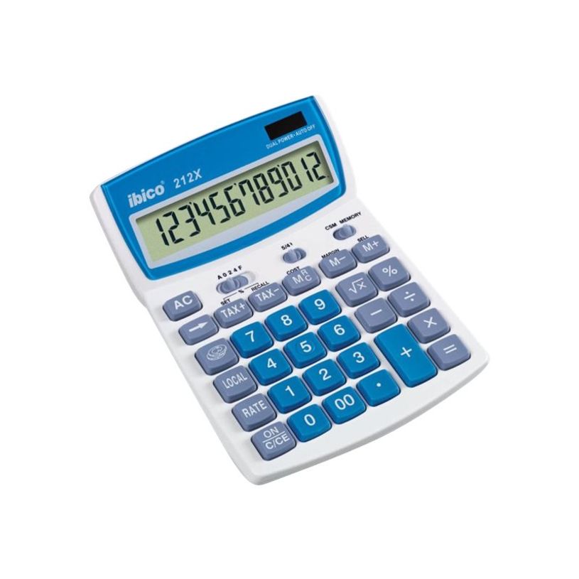 0013465410161-Calculatrice de bureau Ibico 212X - 12 chiffres - alimentation batterie et solaire-P_801212_3-0