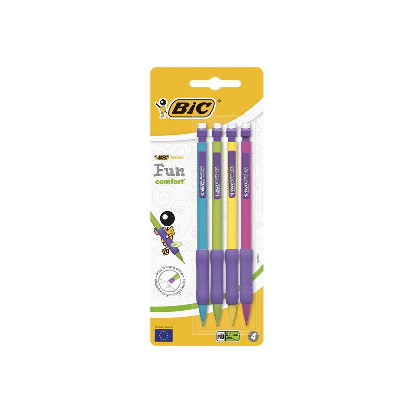 3086123000605-BIC Matic Grip - Pack de 4 porte mines rétractable - HB - 0.7 mm - moyen - avec gomme-P_801603_2-0
