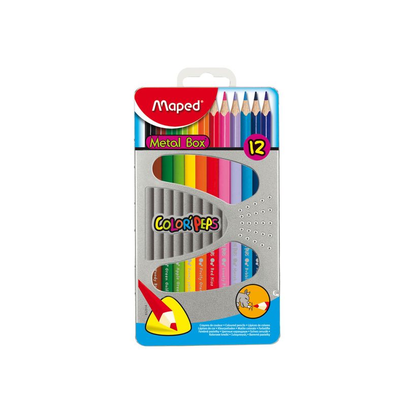 3154148320142-Maped Color'Peps Metal Box - 12 Crayons de couleur - 2.9 mm - assortis-P_832014_1-0