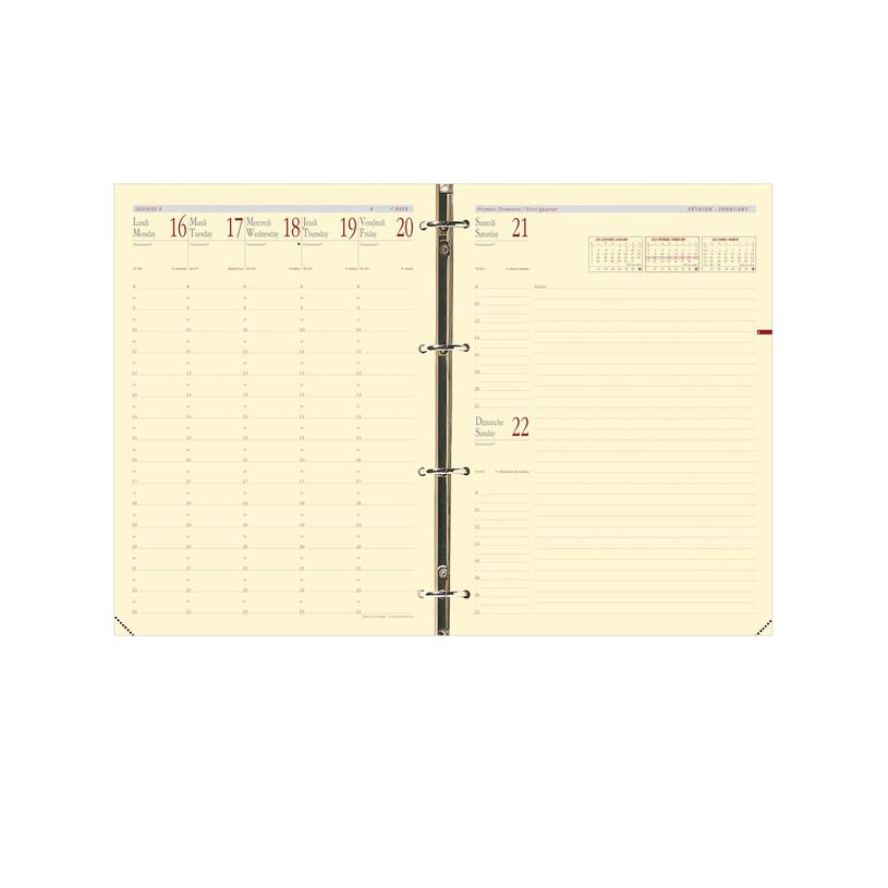 3371010119141-Recharge pour organiseur Timer 29 Prestige - 1 semaine sur 2 pages - 21 x 29,7 cm - papier ivoire - Quo--0