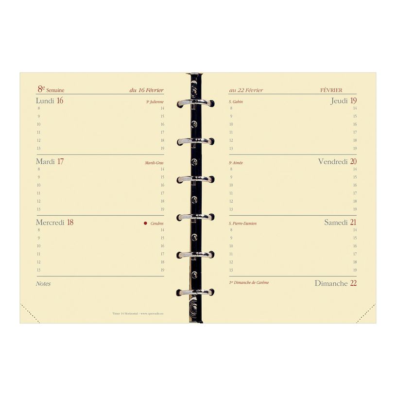 3371010119202-Quo Vadis - Recharge Organiseur - 2026-2027 - Timer 14 Horizontal Prestige - Semainier Horizontal - Français - 16 mois de septemb-P_938004_1-1