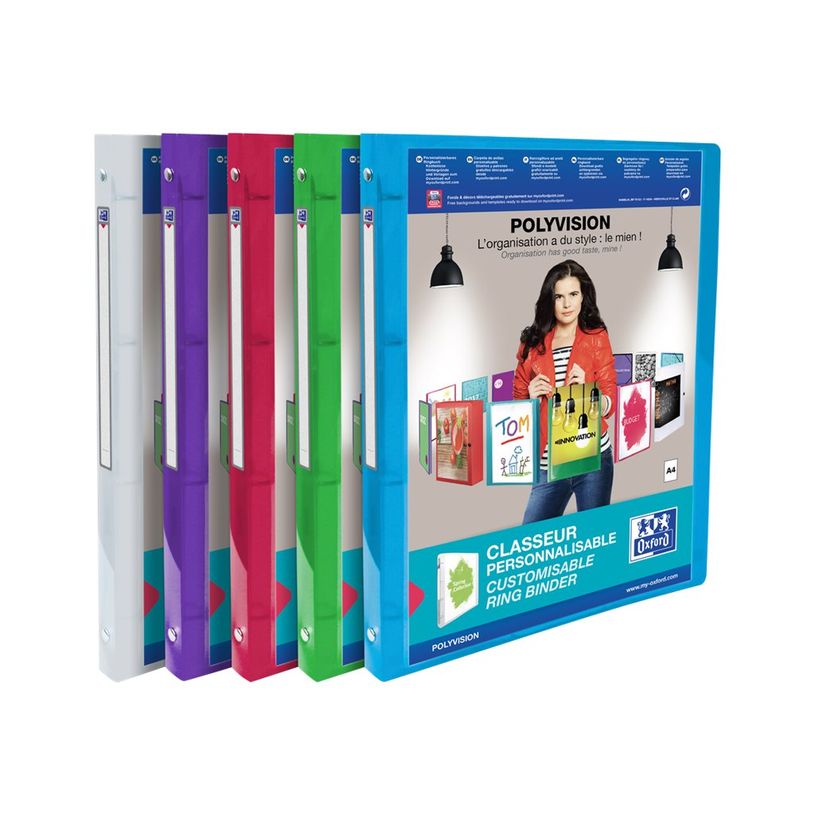 3045050078736-Oxford Polyvision - Classeur à anneaux personnalisable - Dos 20 mm - A4 - pour 60 feuilles - disponible-P_959034_1-0