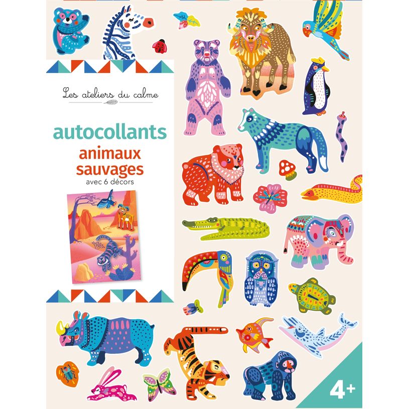 9782017206460-Autocollants animaux sauvages - avec 6 décors--0