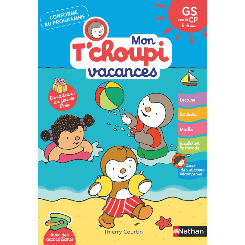 9782095045340-Mon Tchoupi Vacances - J'entre en Grande Section - Un cahier complet, éducatif et ludique avec des stickers et des autocollants - Matern--0