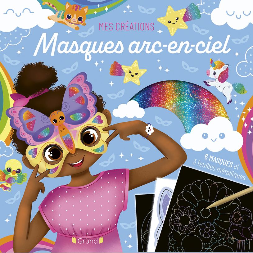 9782324034657-Masques kawaï à métalliser arc-en-ciel Pochette avec 6 masques à gratter et à métalliser À parti--0