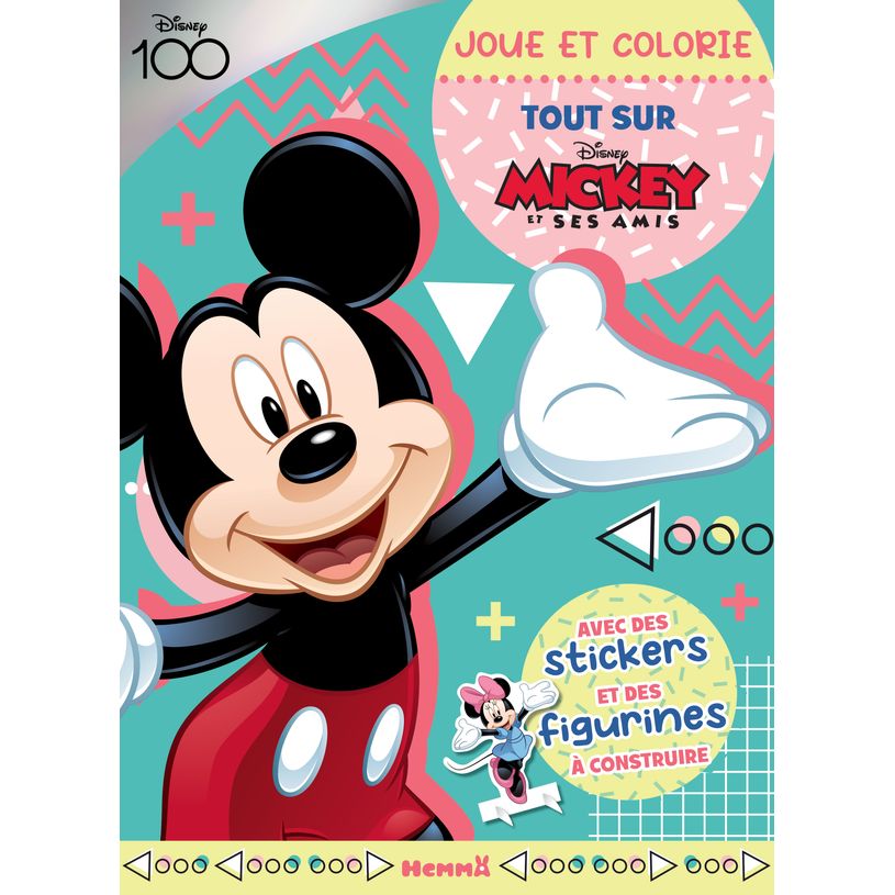 9782508056444-Disney 100 Mickey et ses amis - Joue et colorie - Tout sur Mickey - Livre de coloriage et jeux avec stickers et figur--0