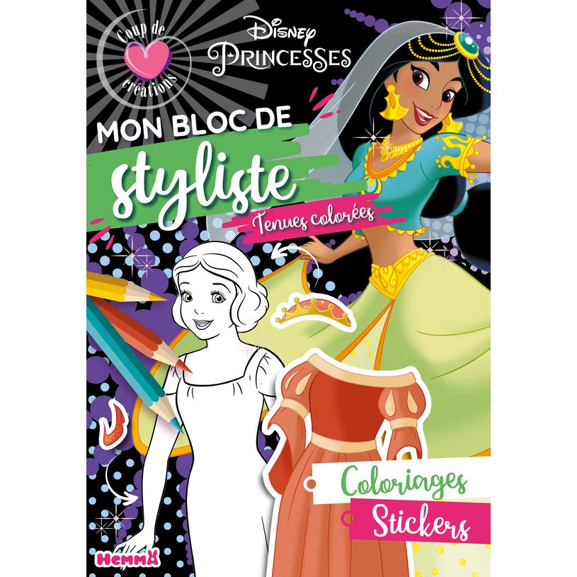 9782508057274-Disney Princesses - Coup de Cur Créations - Mon bloc de styliste - Tenues colorées - Bloc stylisme et --0