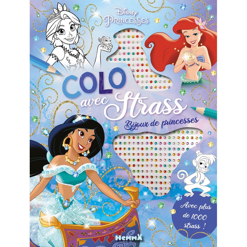 9782508057601-Disney Princesses - Colo avec strass - Bijoux de princesses - Coloriage avec strass - Dès 5 ans--0
