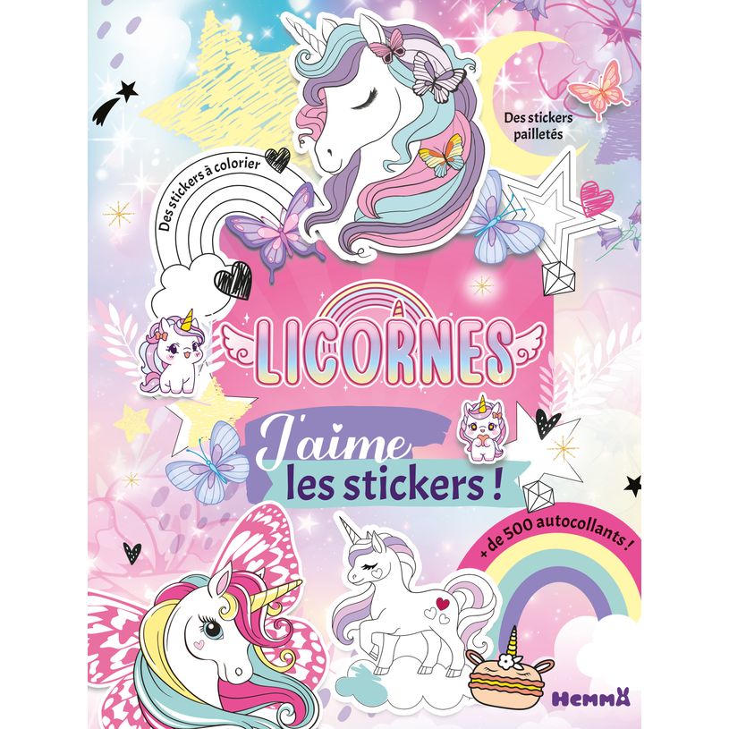 9782508058479-J'aime les stickers - Licornes - livre full stickers - + de 500 stickers - Dès 3 ans--0