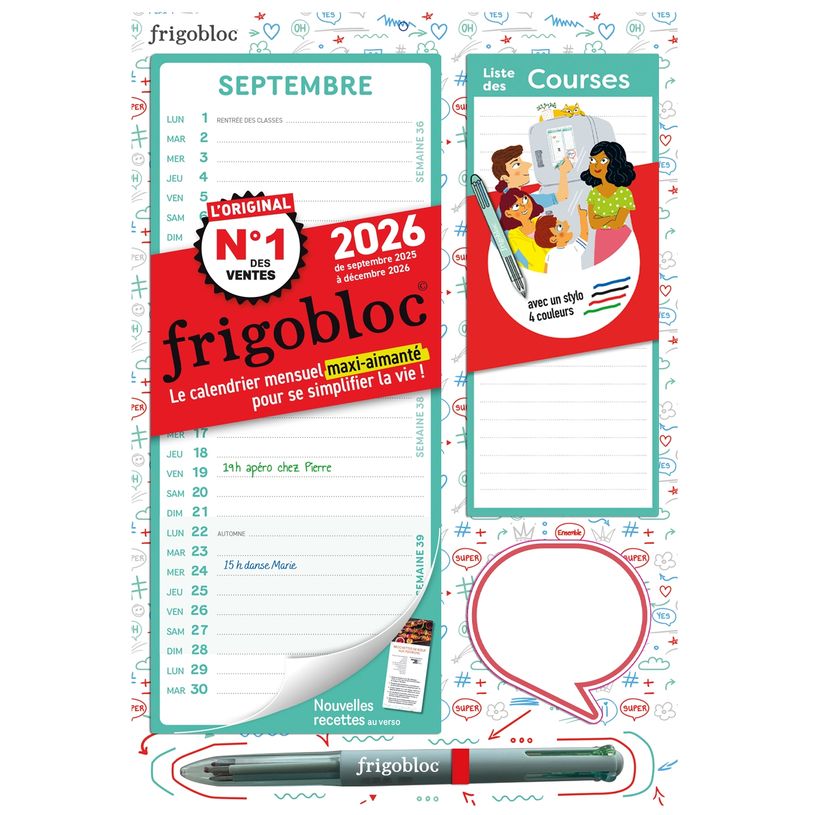 9782809691832-Mini Frigobloc Mensuel 2026 avec un stylo 4 couleurs ! (de sept. 2025 à déc. 2026)--0