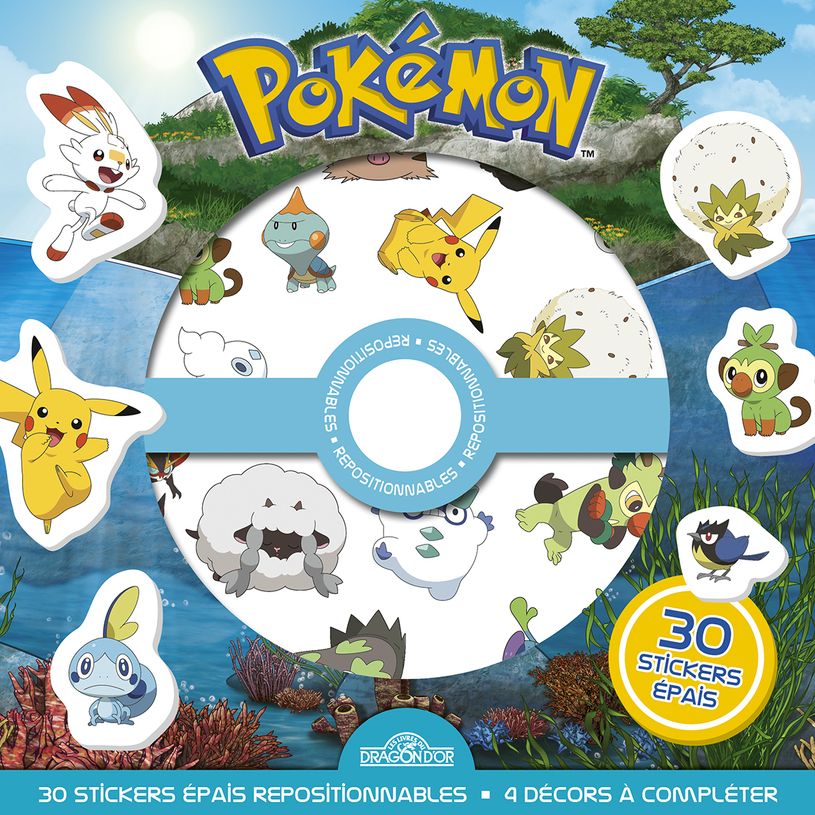 9782821215306-Pokémon - Pochette de stickers épais repositionnables Défis et cherche-et-trouve à créer ! Pochette de 30 autocollants épais et repositionnables avec 4 d--0