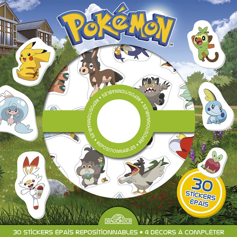 9782821215665-Pokémon - Pochette de stickers repositionnables Cherche-et-trouve et jeux ! Pochette de 30 autocollants épais et repositionnables avec 4 d--0