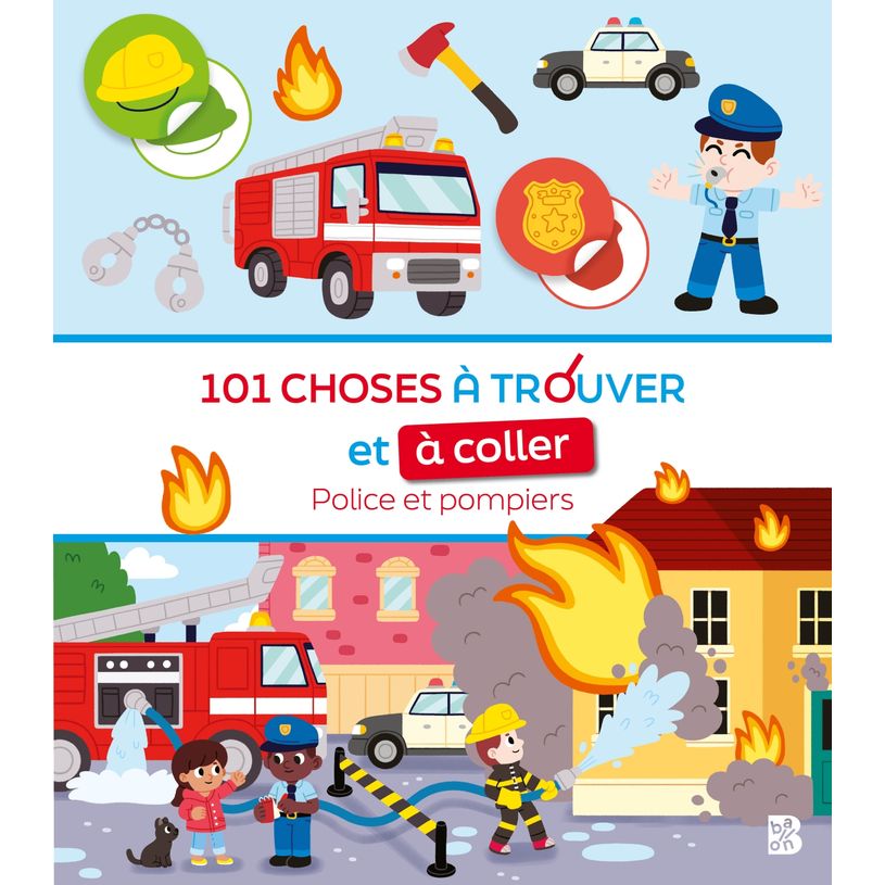 9789403236469-101 choses à trouver et à coller: Police et pompiers--0