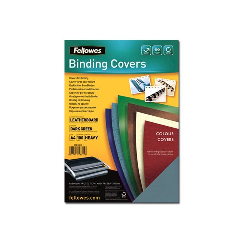 077511537158-Fellowes - couvertures à reliure A4 (21 x 29,7 cm) - 250 g/m² - vert foncé-P_981325_1-0