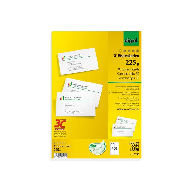 4004360995026-Sigel - Papier pour 400 cartes de visite 85 x 55 mm - 225 g/m² - 40 feuilles-P_995034_1-4