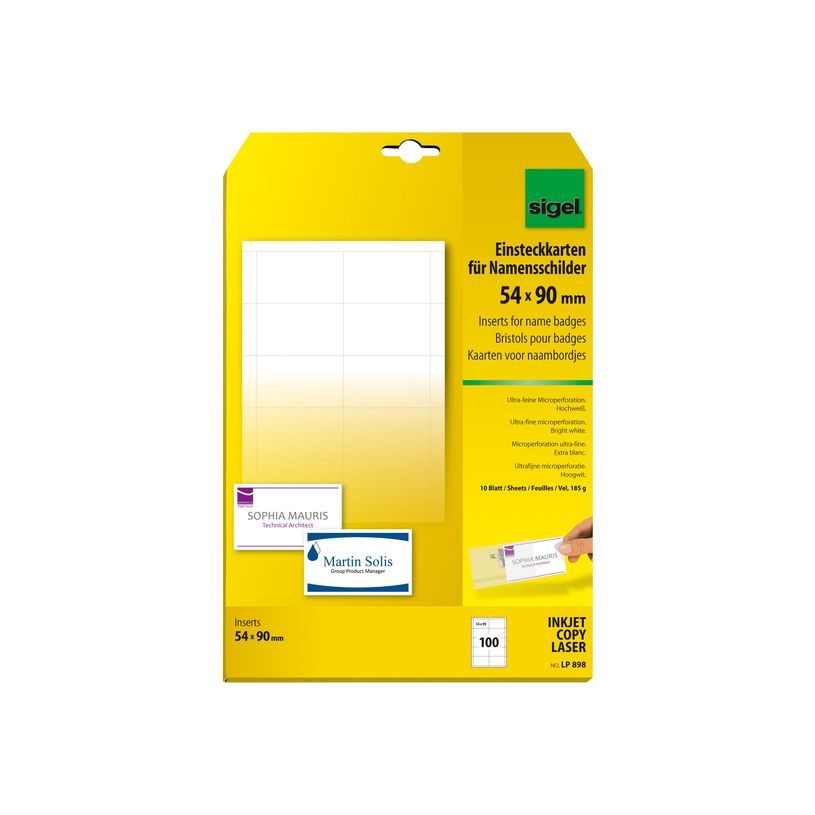 4004360996382-Sigel - 100 Cartes pour badges 2 faces - 54 x 90 mm-P_996382_1-4