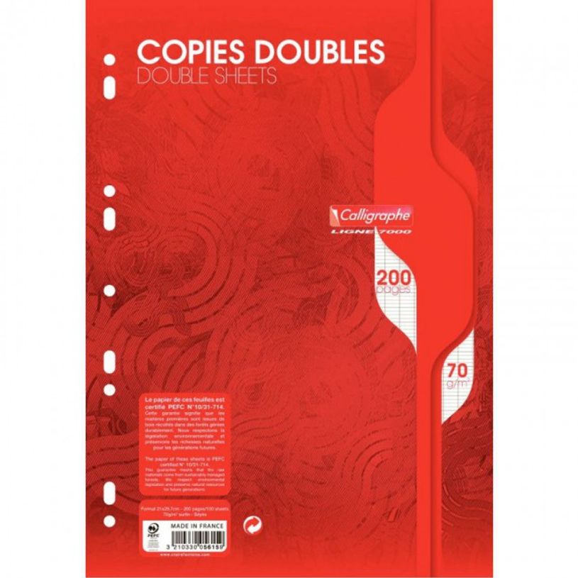 3210330056159-Calligraphe - copies doubles - 200 pages - A4 - grands carreaux (Seyes) - perforées-P_999991217_1-0