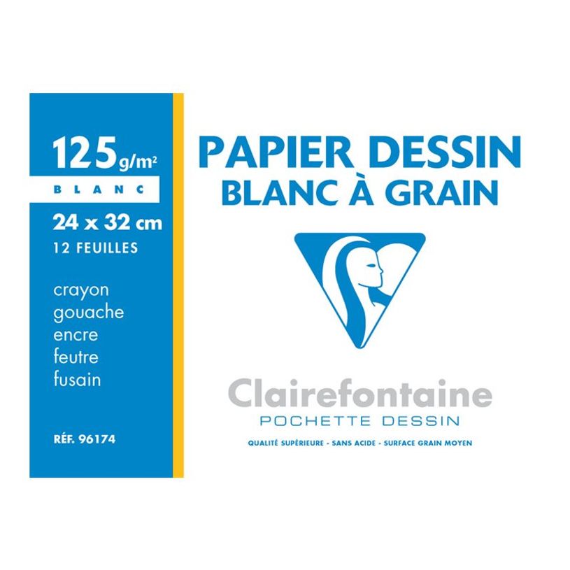 3329680961744-Clairefontaine Dessin à Grain - Pochette papier à dessin - 12 feuilles - 24 x 32 cm - 12-P_999991228_1-0