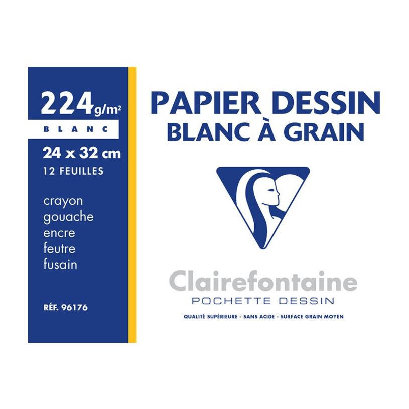 3329680961768-Clairefontaine Dessin à Grain - Pochette papier à dessin - 12 feuilles - 24 x 32 cm - 22-P_999991229_1-0